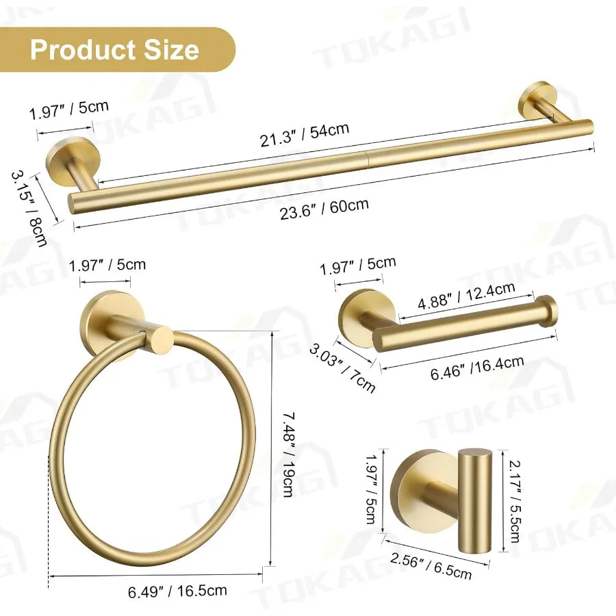XIUWO 5 Piece Brushed Bathroom Accessories Set Stainless Steel Hardware