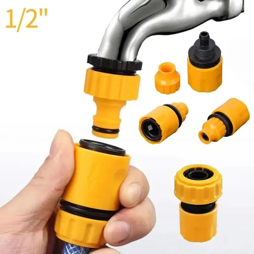 6 Piece Garden Quick Hose Connectors Double Male Adapter Set