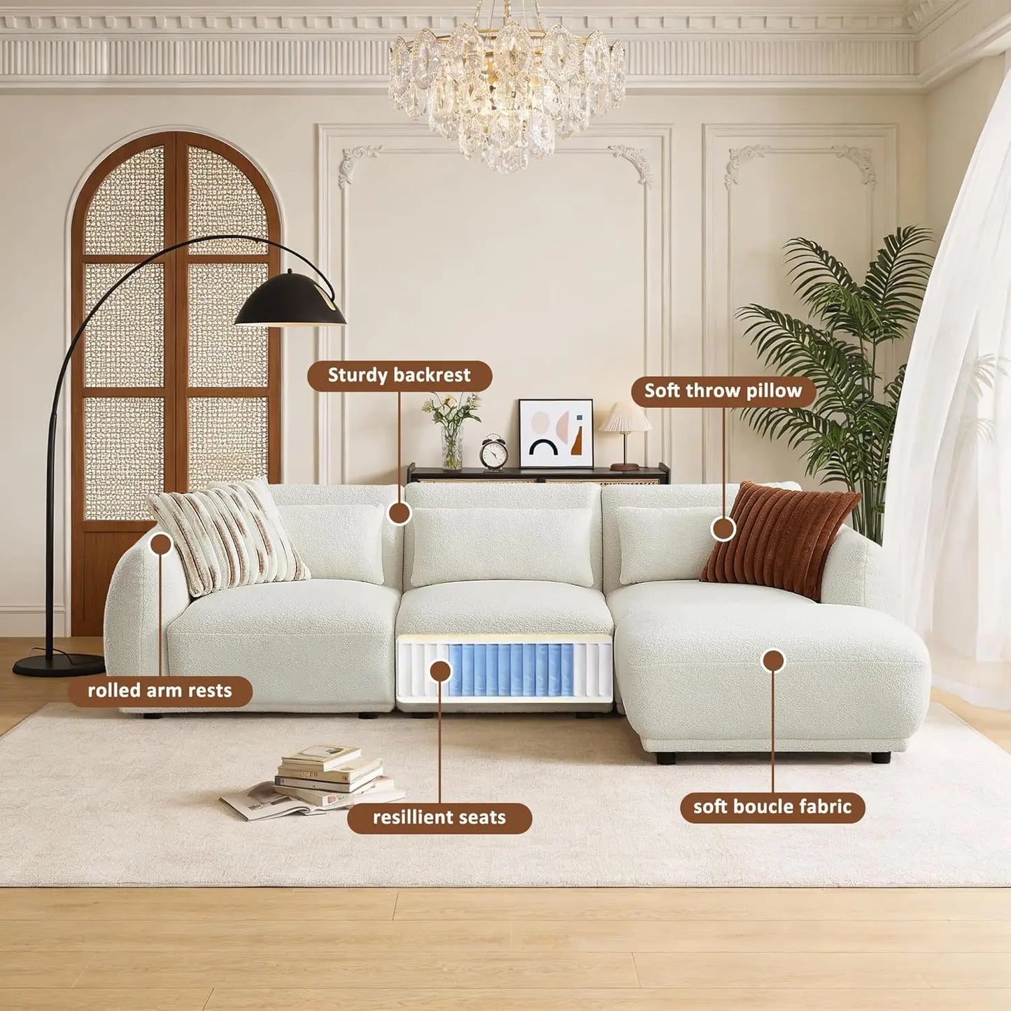 L Shaped Modular Sectional Sofa With Removable Ottoman