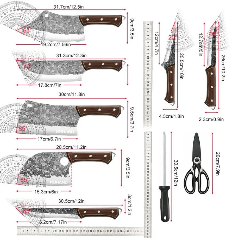 ZENG 14PCS Japanese Chef Knife Set High Carbon Steel Sharp Blade for Meat Slicing Peeling Chopping Cooking Kitchen Knives Set