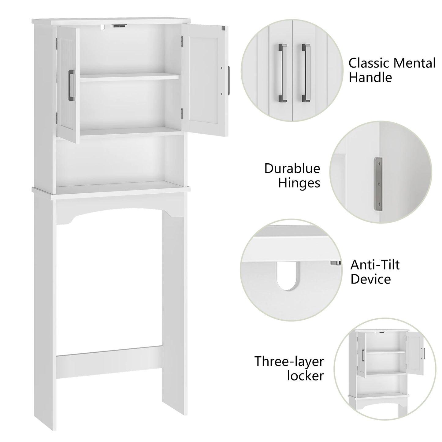 HiMISS Over The Toilet Storage Cabinet With Anti Tip