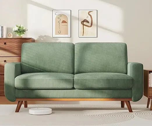 68 Loveseat Sofa Corduroy With Spring Cushion Wood Frame
