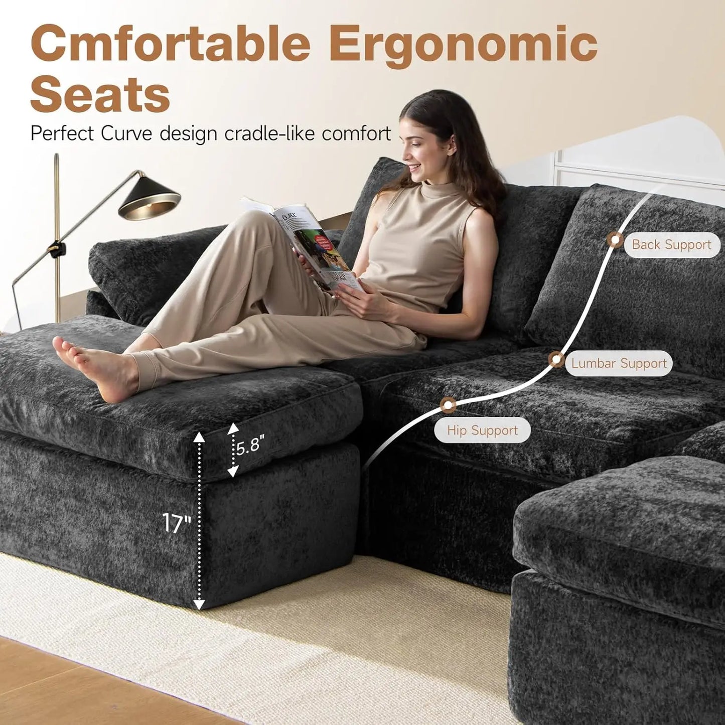 Modular Velvet Cloud Couch Sofa Bed For Living Room