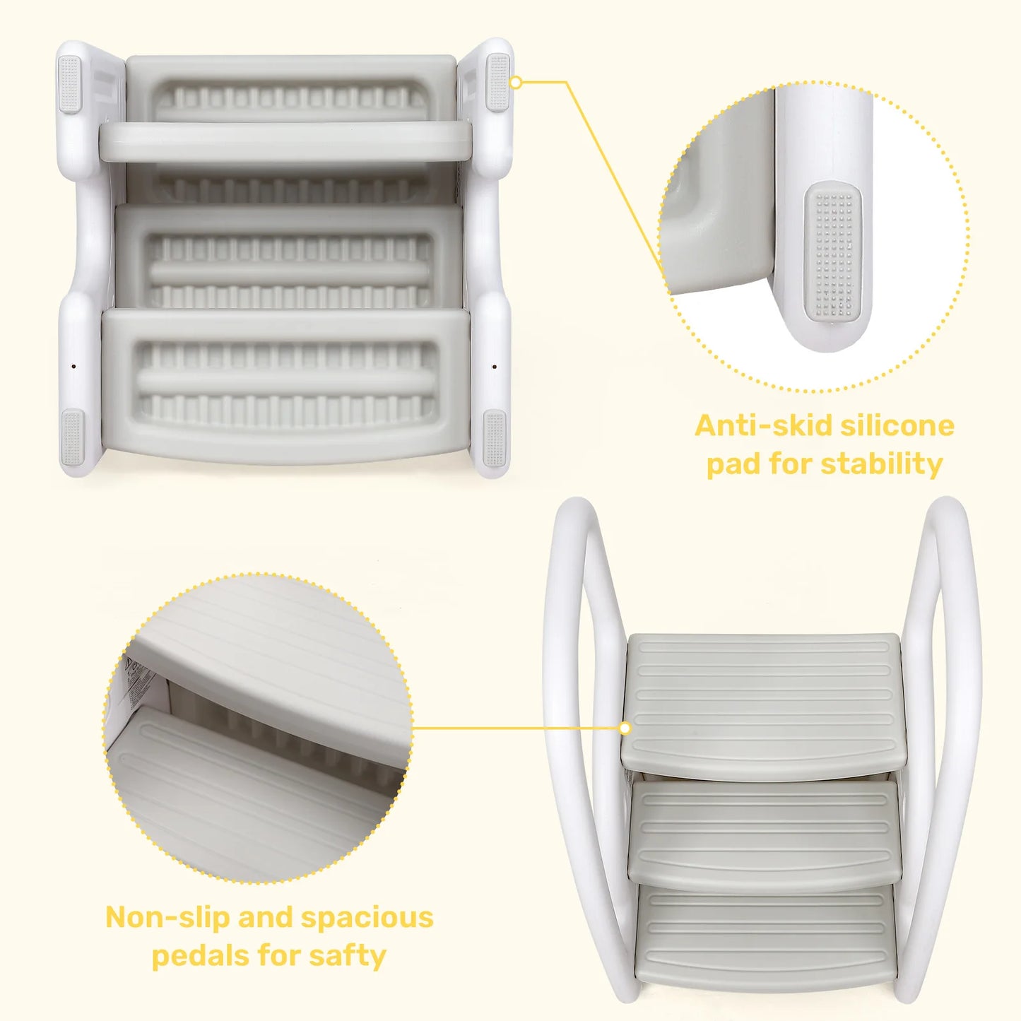 Toddler Step Stool With Handles 3 Step Plastic Bath Stool