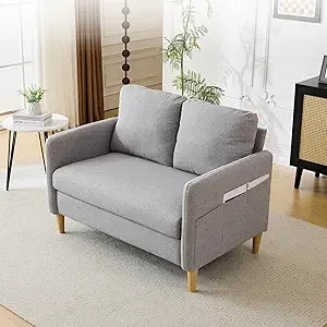 DAFIFY Linen Loveseat Sofa Modern Mid Century Living Room