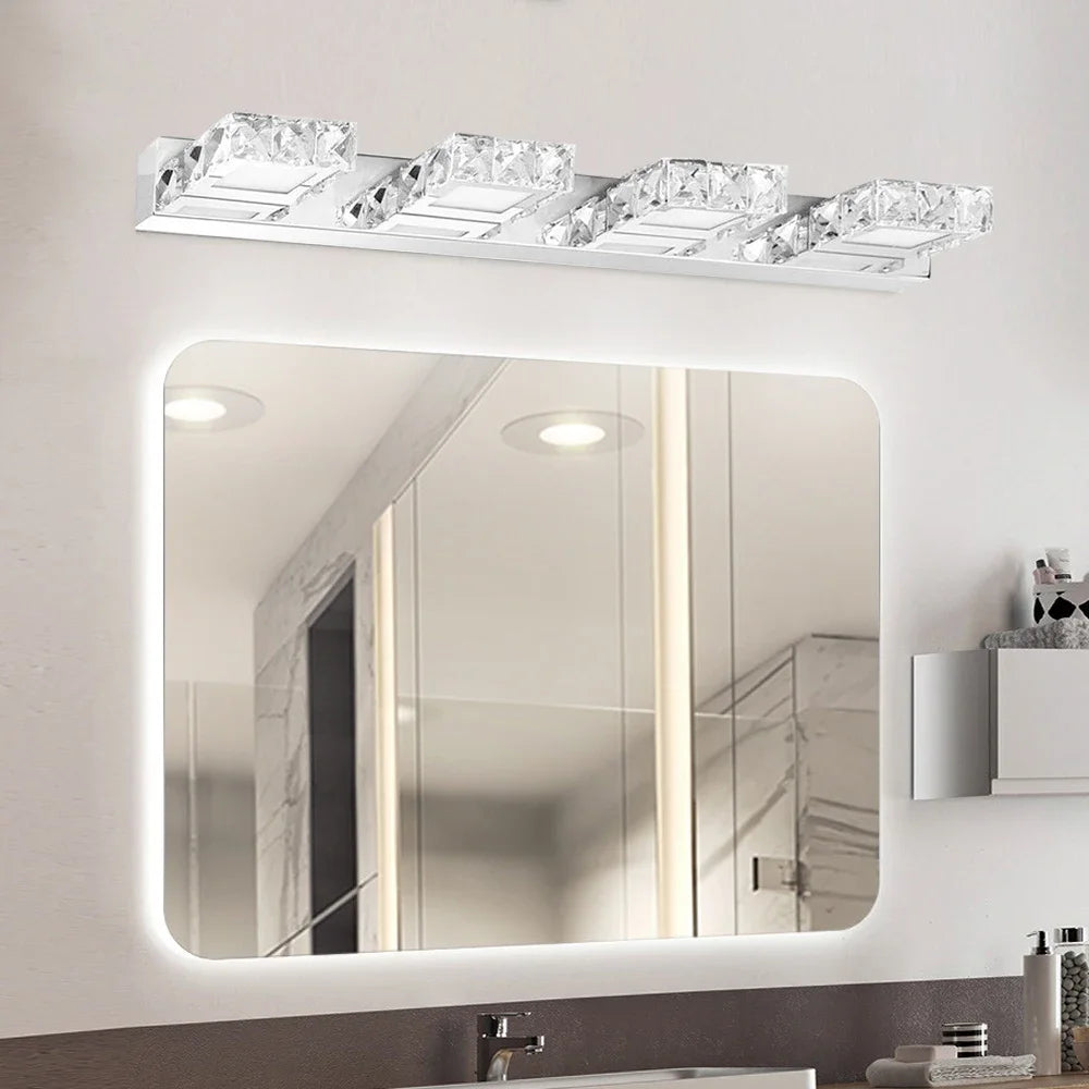 Bymaocar Bathroom LED Mirror Light Wall Mount Crystal Makeup Lamp
