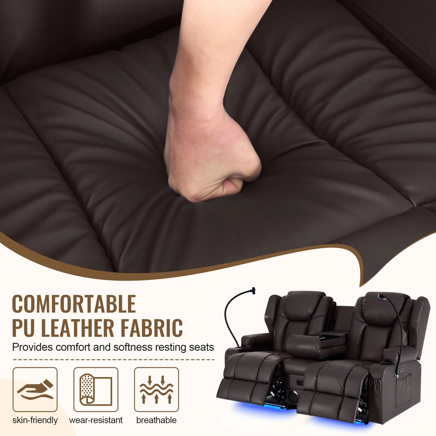 Redlife Loveseat Electric Recliner Sofa Dual Motor Massage For Seniors