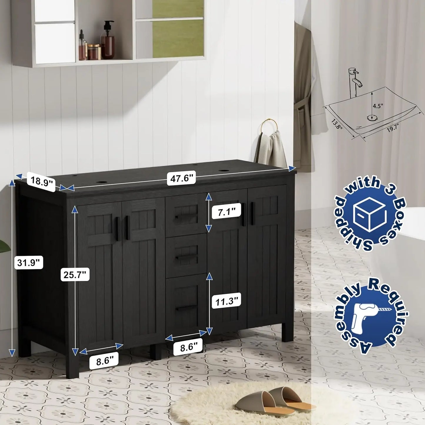 Bathroom Vanity With Vessel Sink Freestanding Cabinet