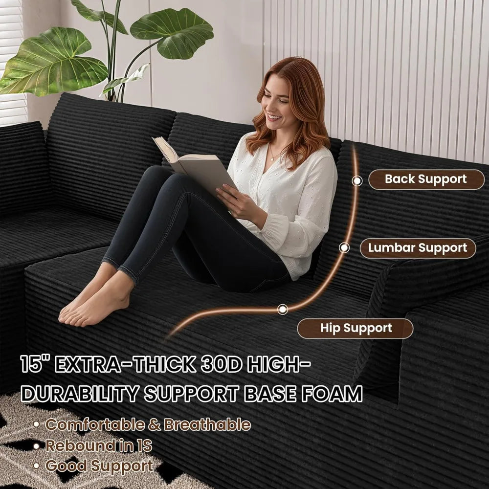 Cloud Sectional Sofa U Shaped With Deep Seat And Ottoman