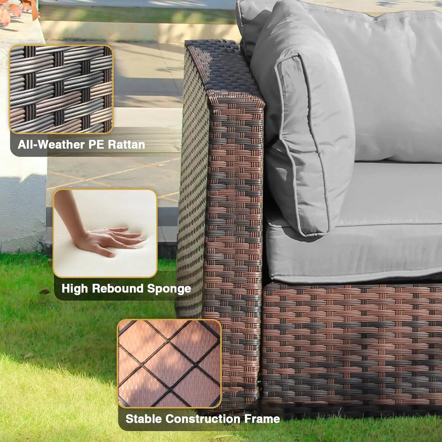 Outdoor Patio Furniture Set With Fire Pit Table And Sectional
