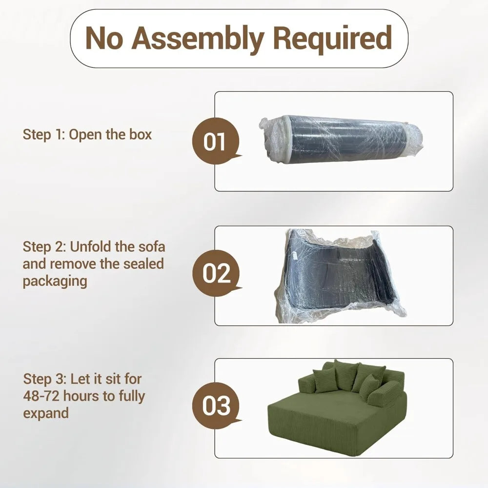 Modern L Shaped Corduroy Chaise Lounge Sofa Bed With Arms