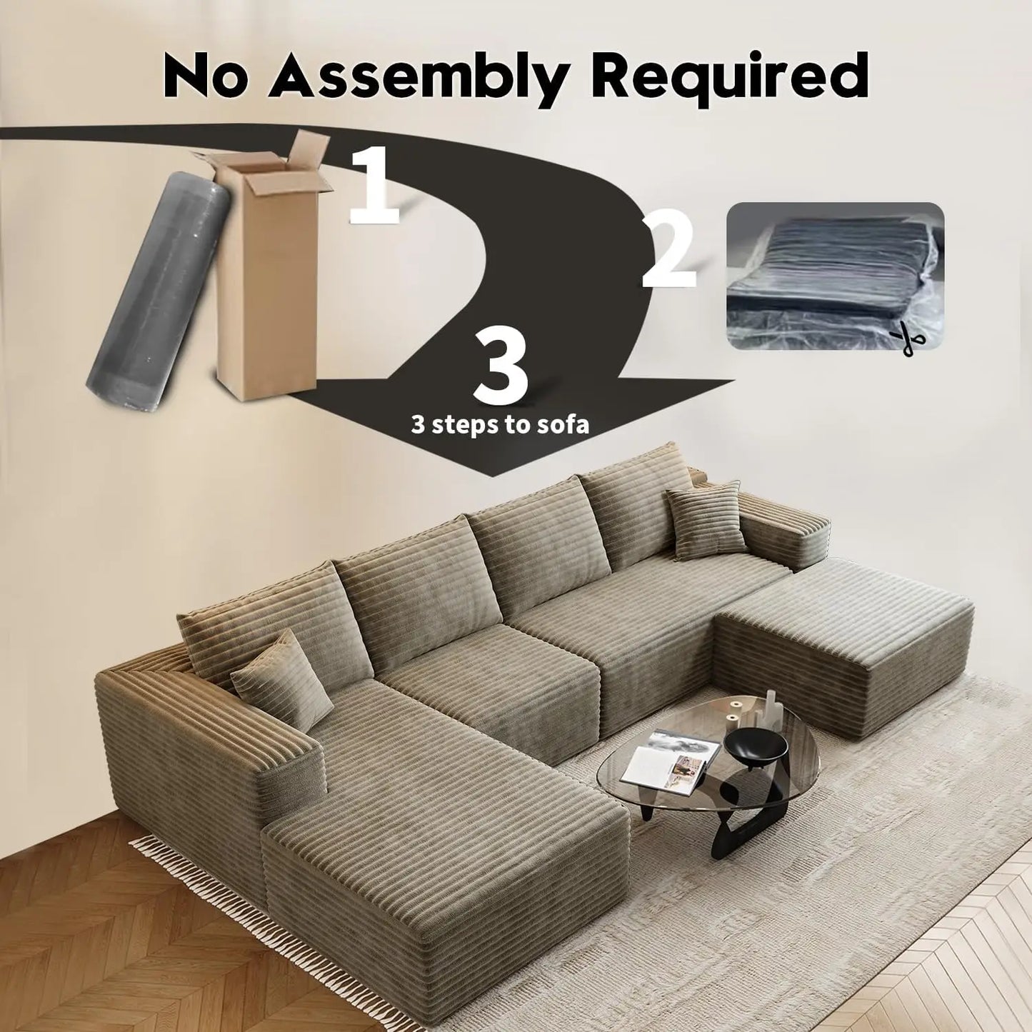 YQXHCN Cloud Modular Sectional Sofa With Ottoman Comfort U Shaped