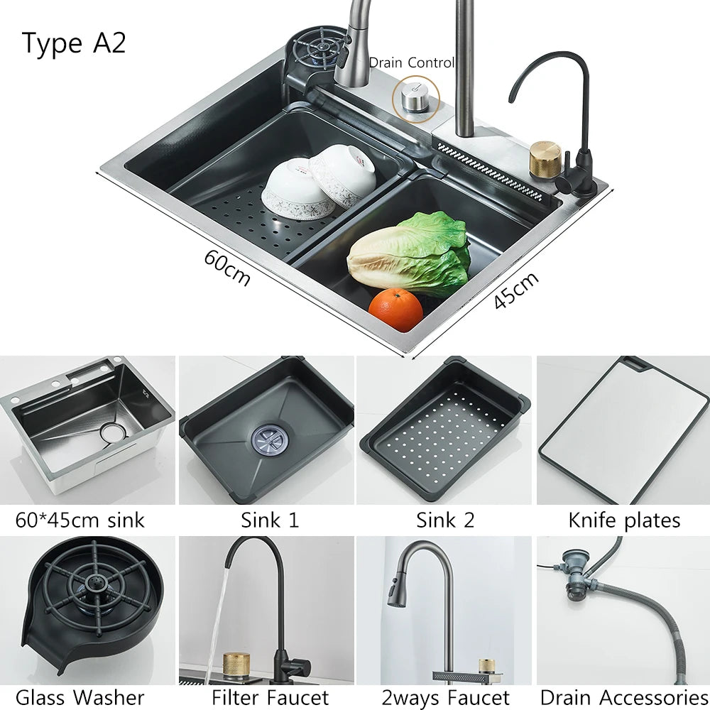 MYQualife Stainless Steel Undermount Kitchen Sink Set With Faucet
