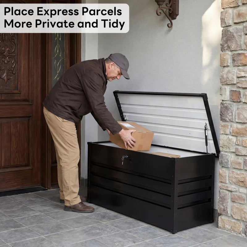 JHK Outdoor Iron Deck Box Water Resistant Lockable Storage