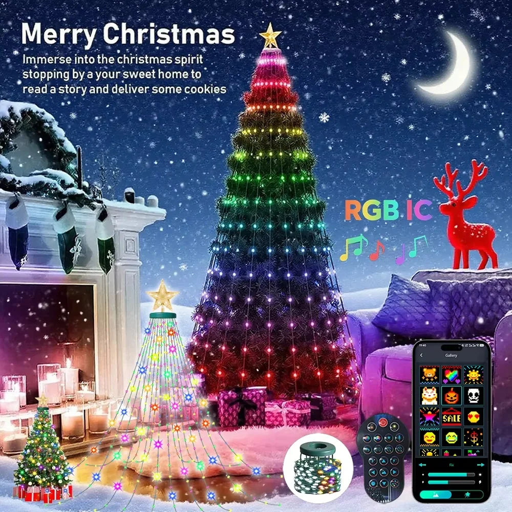 Smart Christmas Tree Light LED String Light with APP Control Music Sync Waterproof for Outdoor Indoor Christmas Tree Decoration