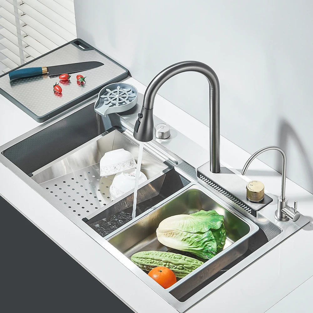 MYQualife Stainless Steel Undermount Kitchen Sink Set With Faucet