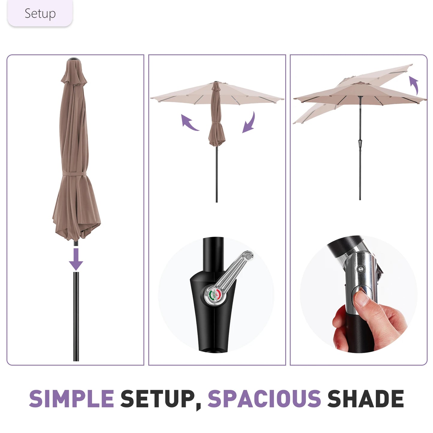JHK Patio Umbrella With Tilt And Crank Waterproof Outdoor