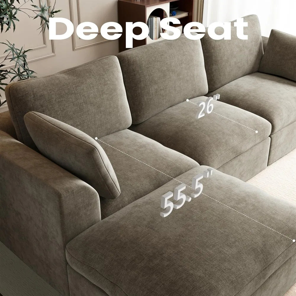 Cloud Sectional Couch L Shaped Convertible Sofa With Ottoman