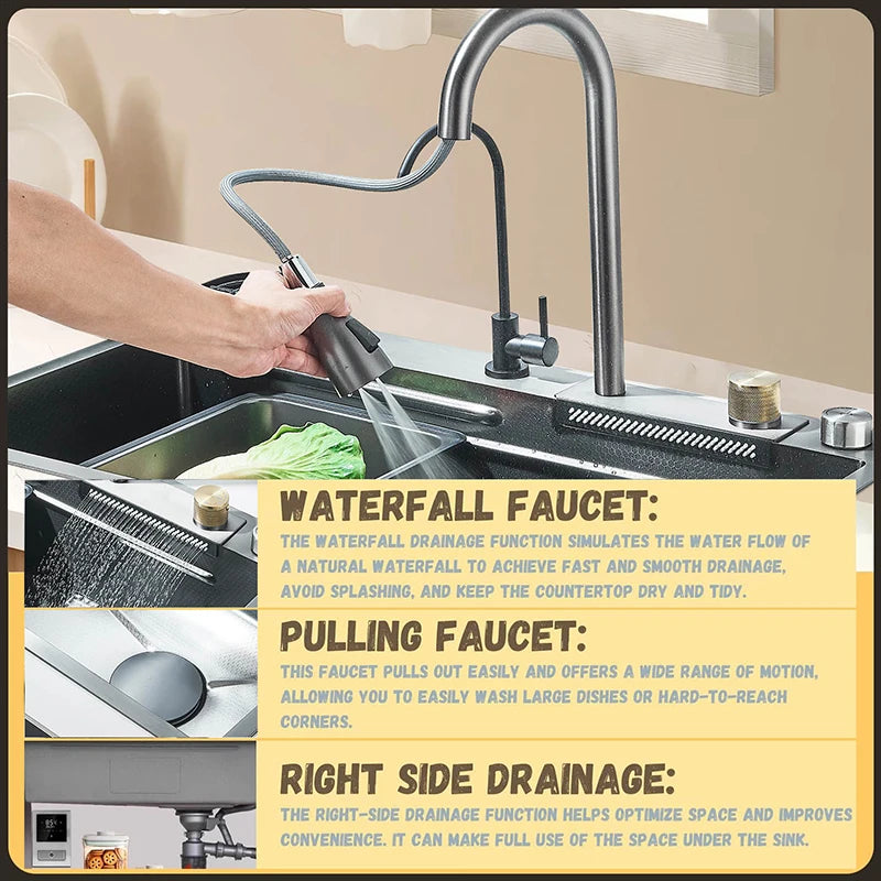 Rozin Stainless Steel Single Slot Kitchen Sink With Faucet Soap Dispenser