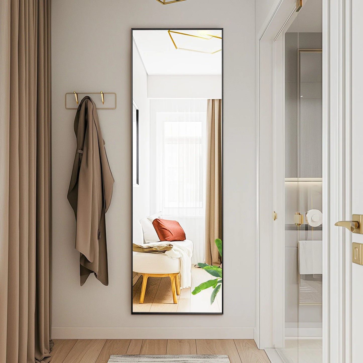 JHK Full Body Wall Mirror With Aluminum Frame Living Room