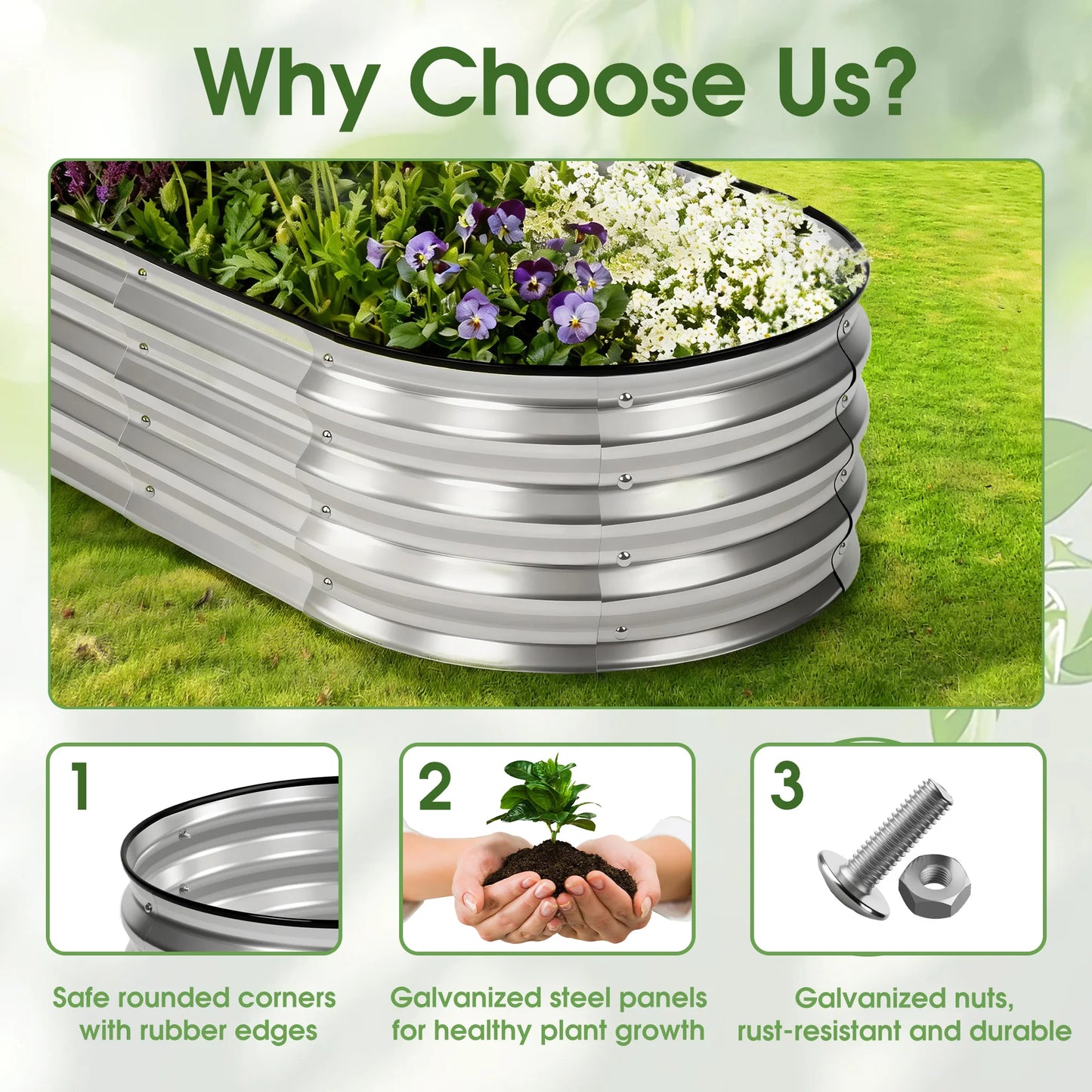 JHK Outdoor Metal Garden Bed Planter Box With Open Bottom