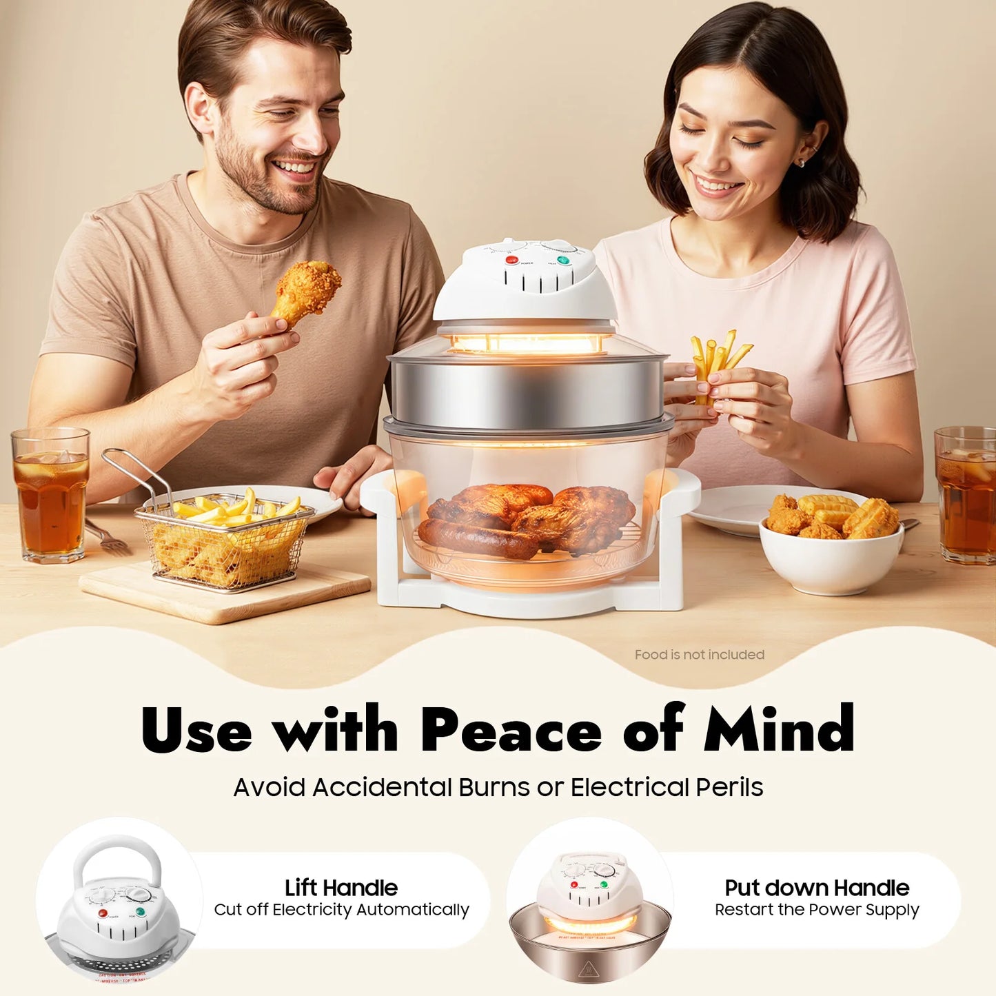 Visual Air Fryer 110V 17.96Qt 1200W 360 Degree Grill Rack