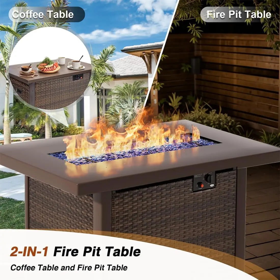 Outdoor Patio Furniture Set With Fire Pit Table And Sectional