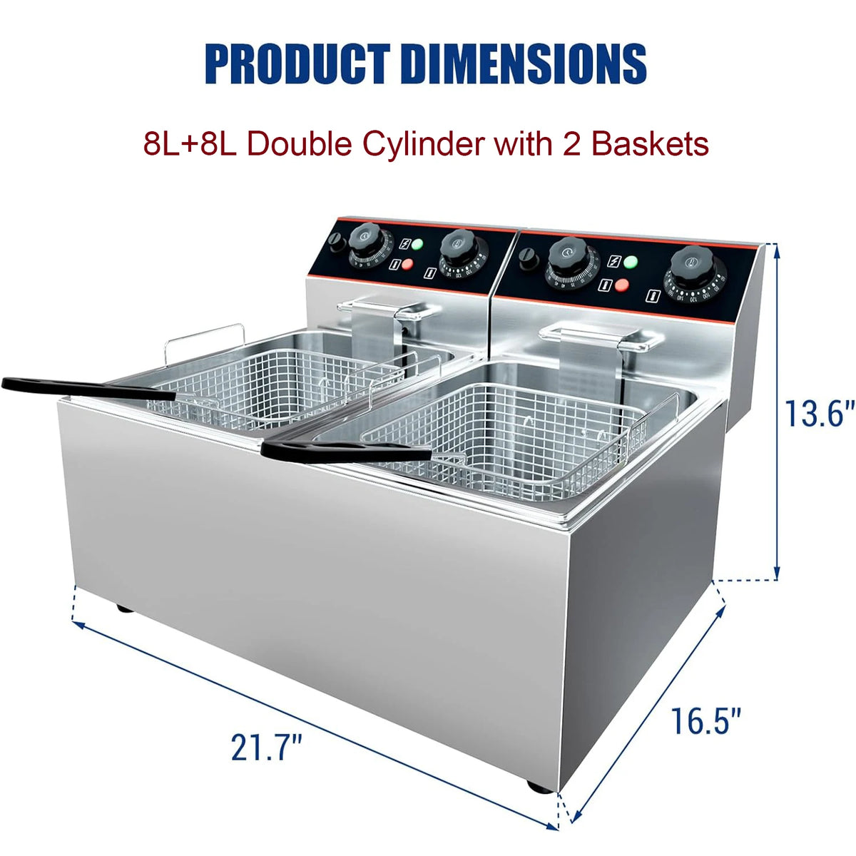 Acekool Commercial Electric Deep Fryer With Dual Baskets