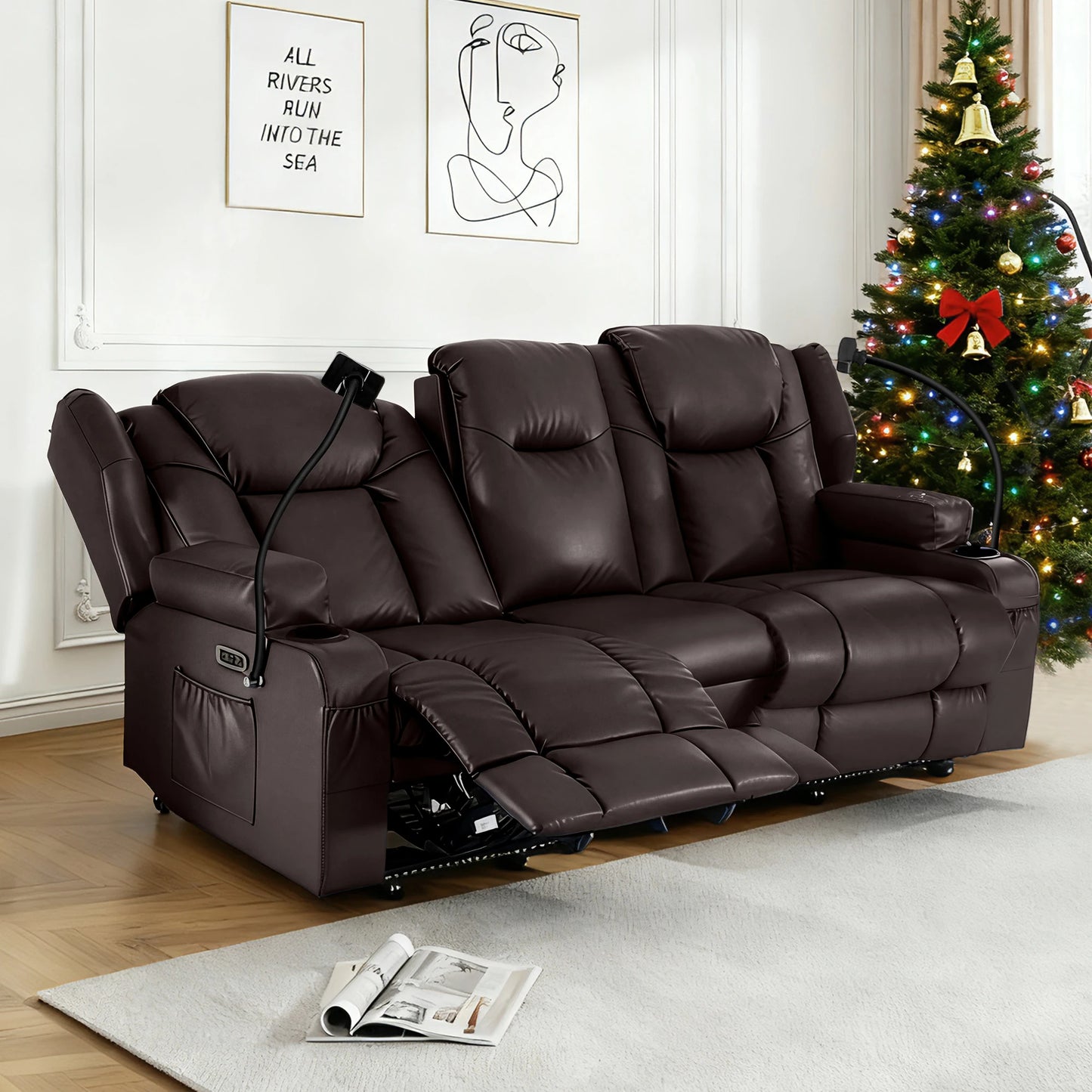 Redlife Loveseat Electric Recliner Sofa Dual Motor Massage For Seniors