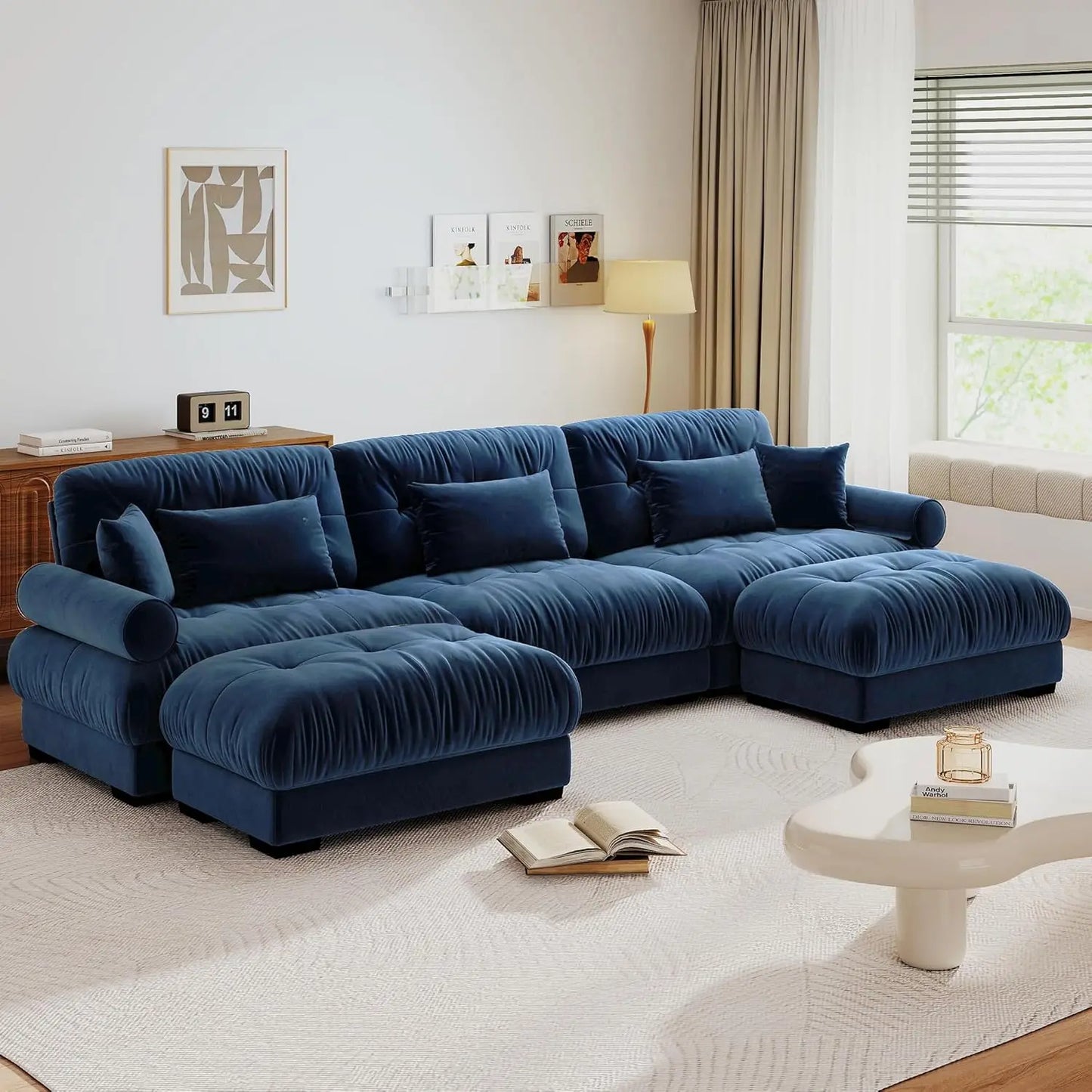 Modular U Shaped Sectional Sofa With Ottoman Velvet