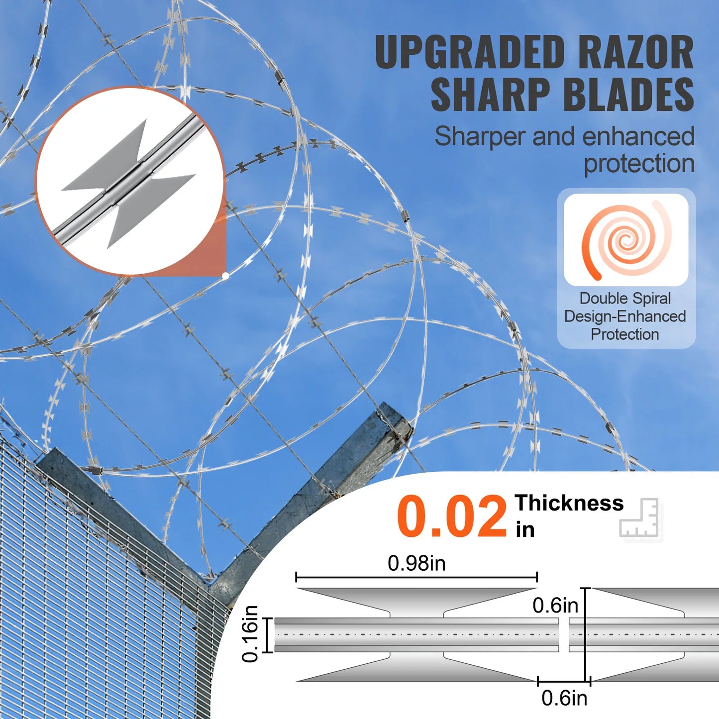 SucceBuy Galvanized Double Spiral Razor Barbed Wire Fence For Garden