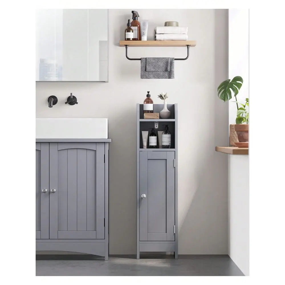 Bathroom Corner Floor Cabinet With Door And Shelves Storage Organizer