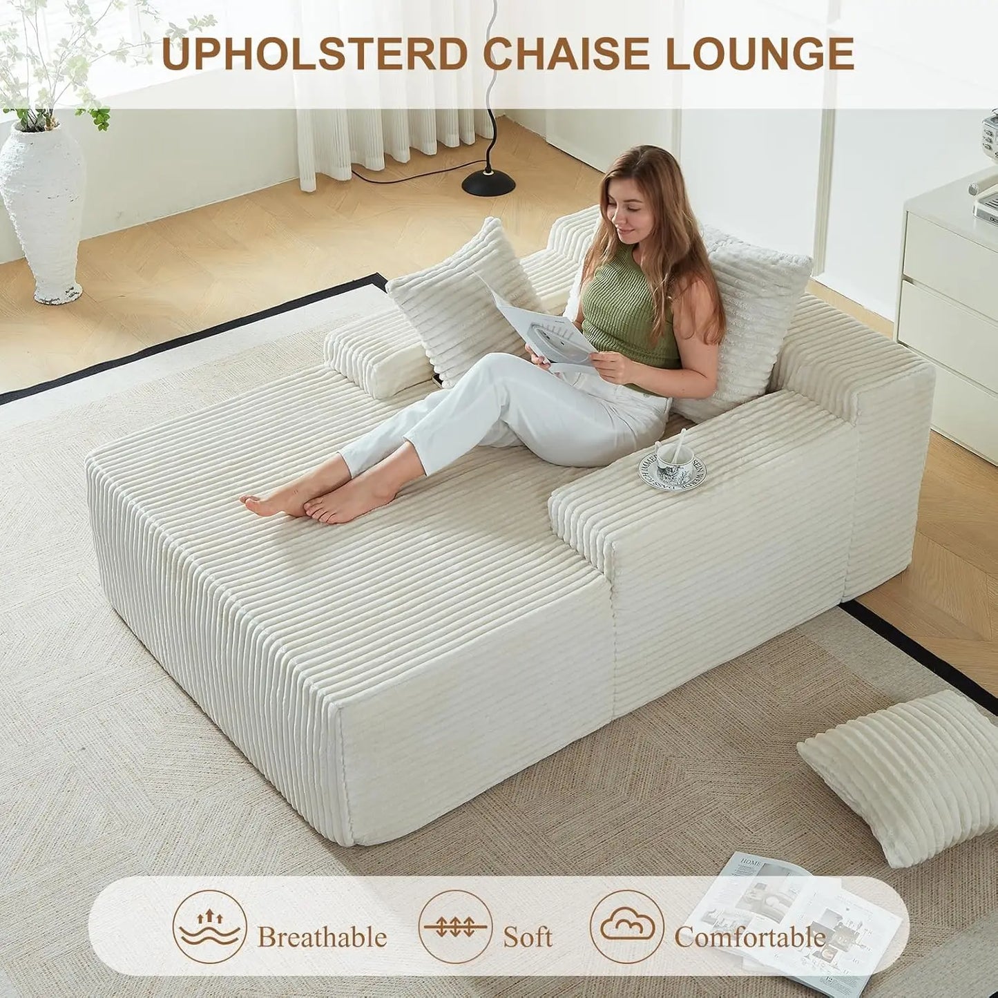 Corduroy Upholstered Sofa Bed Sleeper Couch Modern Lounge Chair