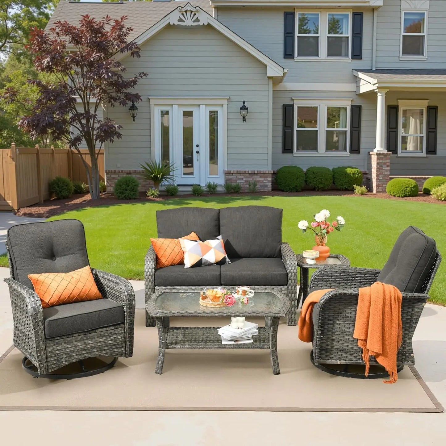 GUOHE All Weather Patio Furniture Set Outdoor Rattan