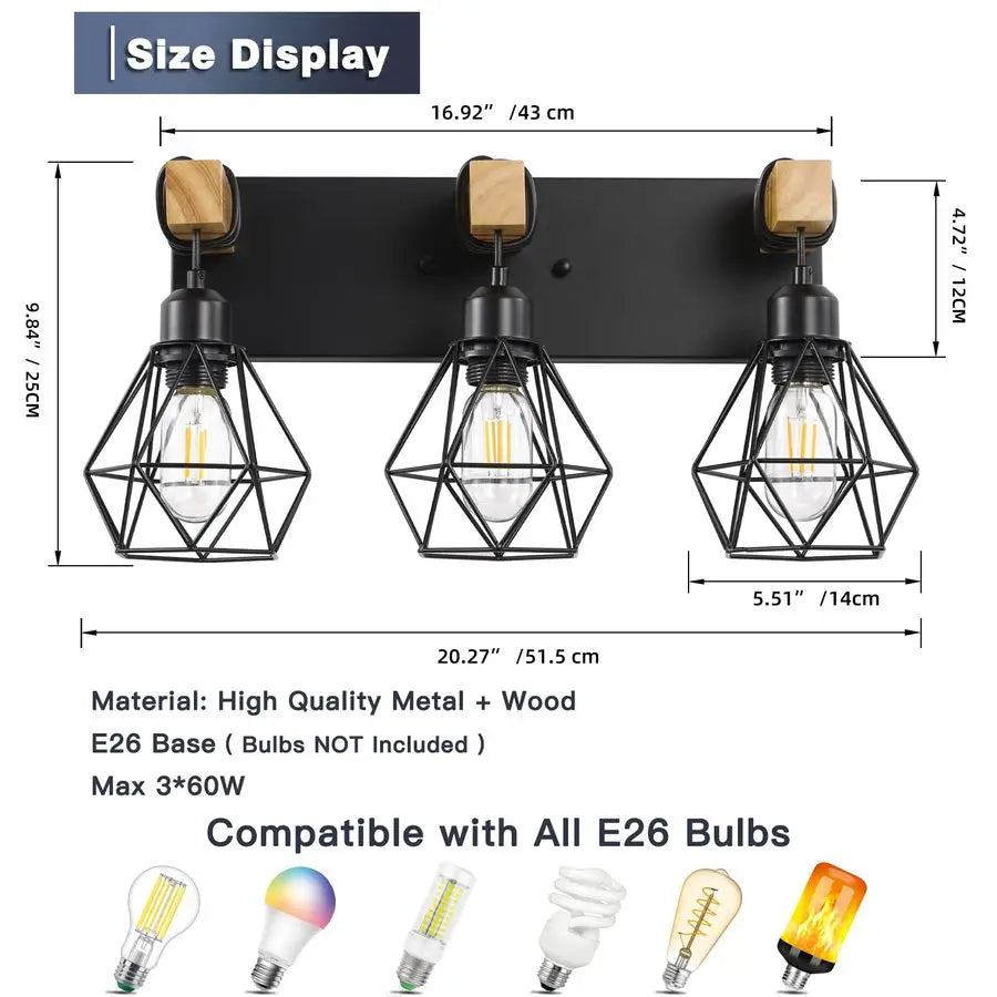 Farmhouse Wood Vanity Light Fixtures Over Mirror Sconces