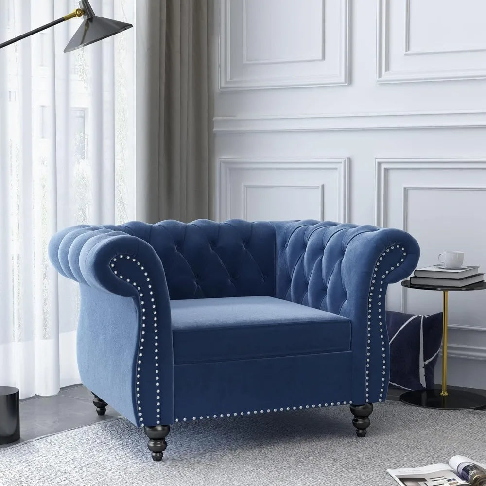 DAFIFY Velvet Chesterfield Sofa Loveseat Chair Set For Living Room