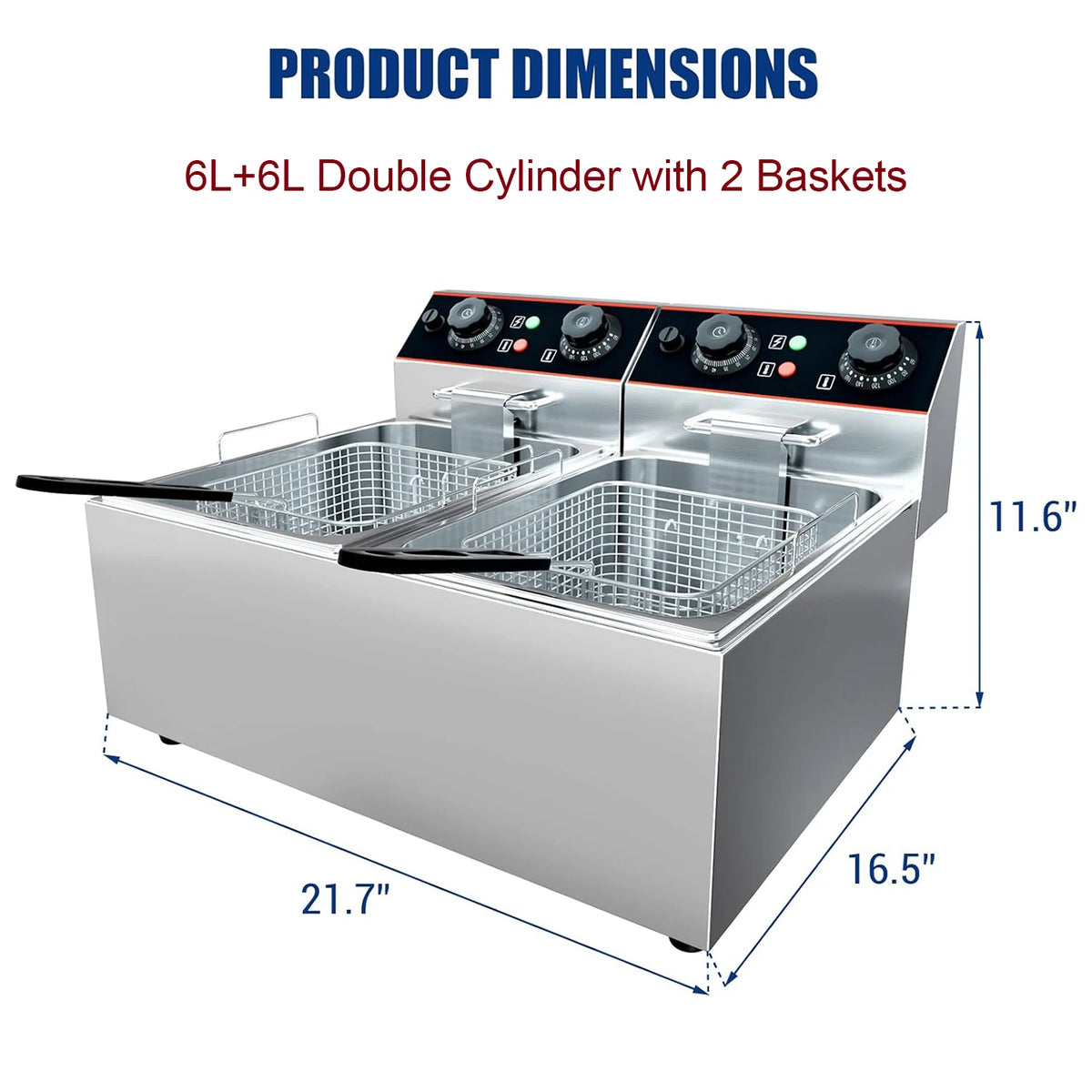 Acekool Commercial Electric Deep Fryer With Dual Baskets