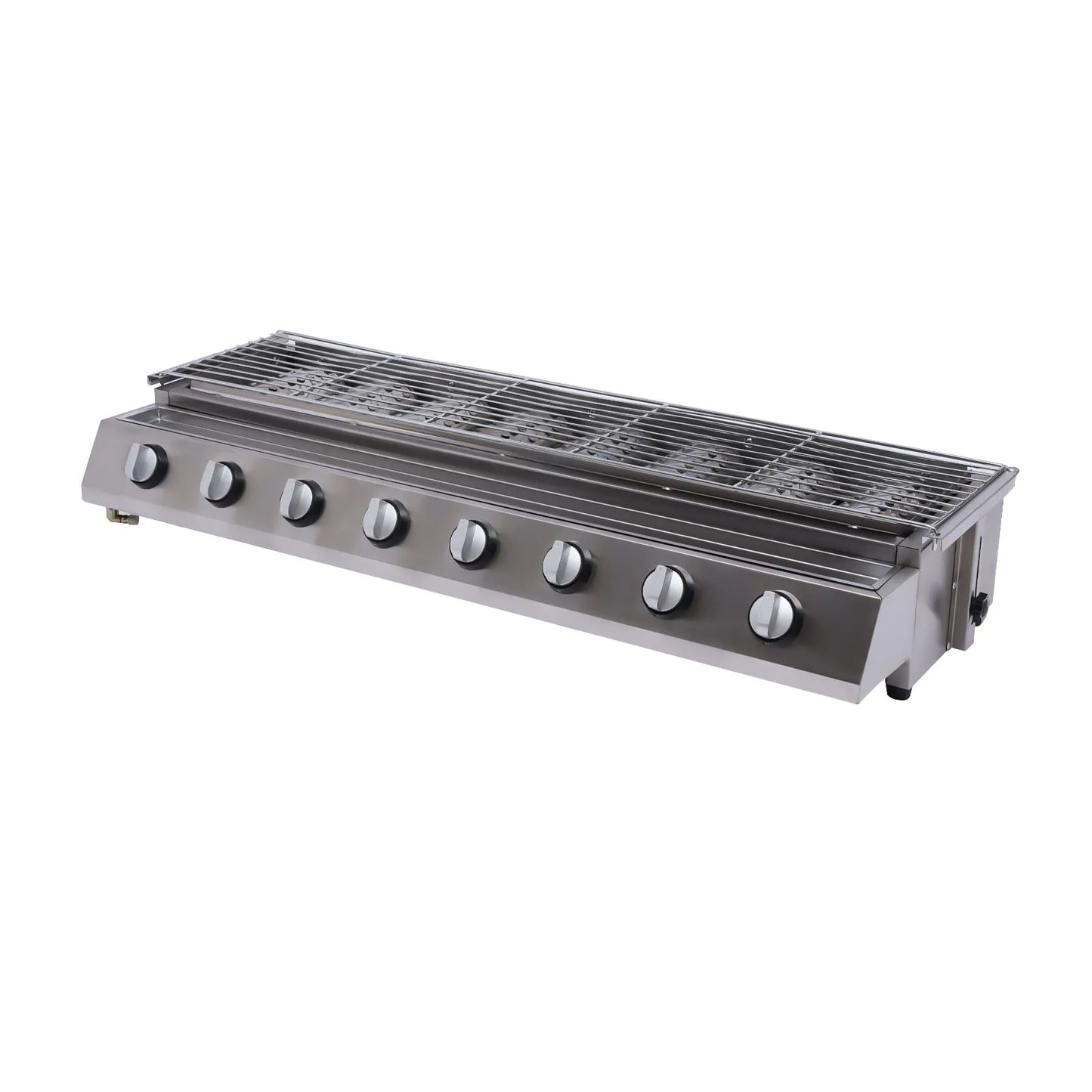 8-Burner Gas BBQ Grill, Stainless Steel, Adjustable Height, Portable and Easy to Clean