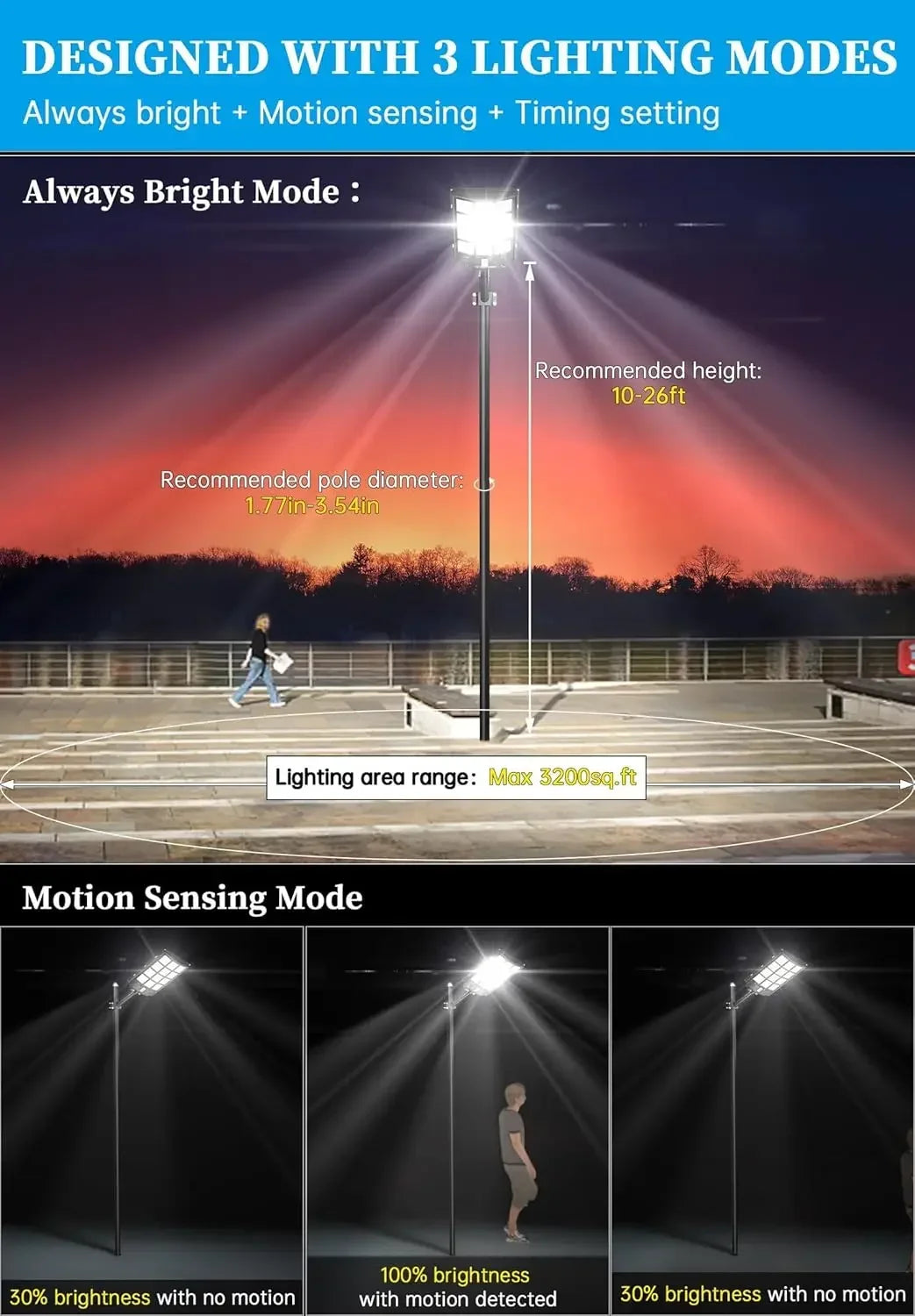 6000W Solar Street Light Outdoor IP67 Dusk to Dawn 600000LM