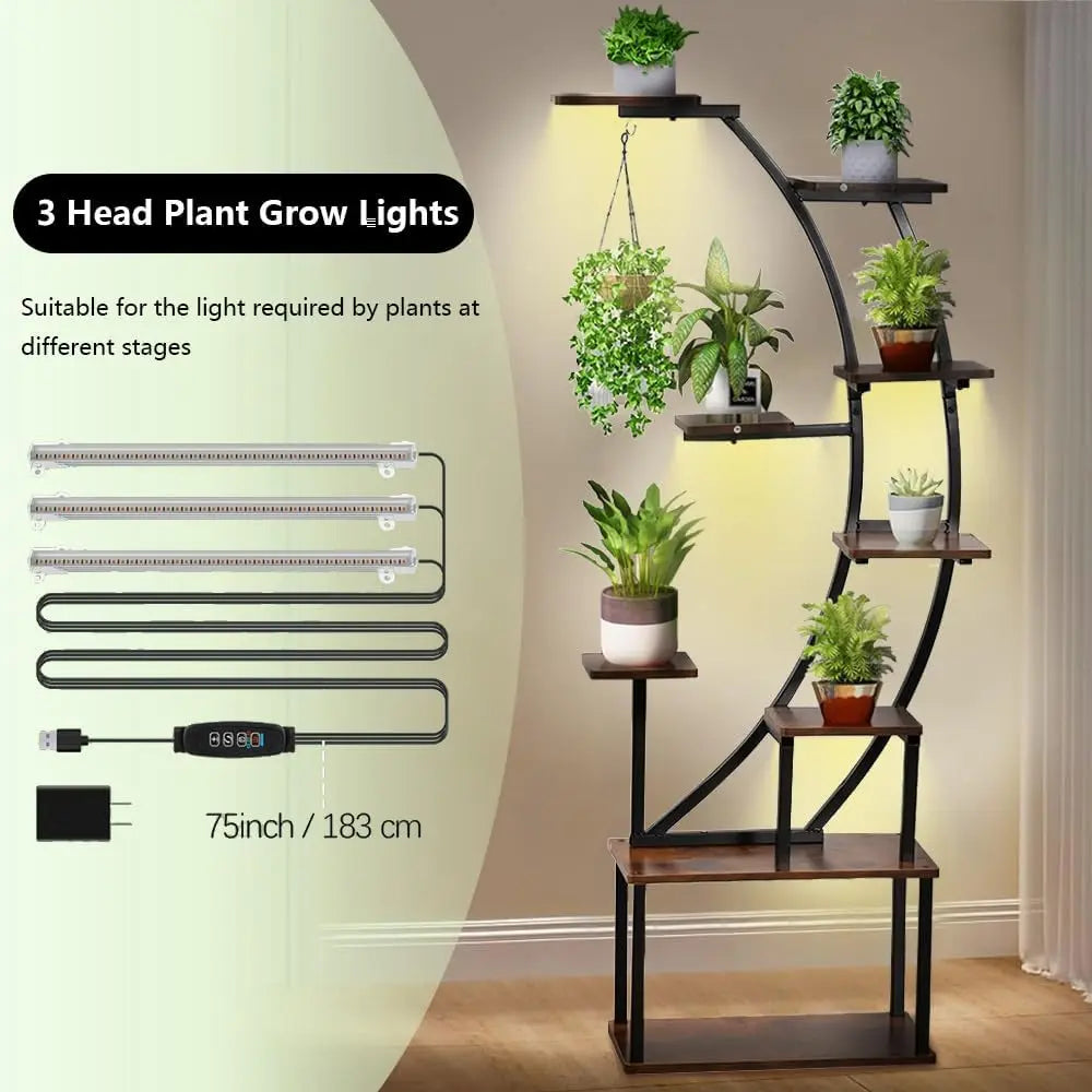 Indoor Plant Stand With Grow Lights 9 Tier Metal Rack