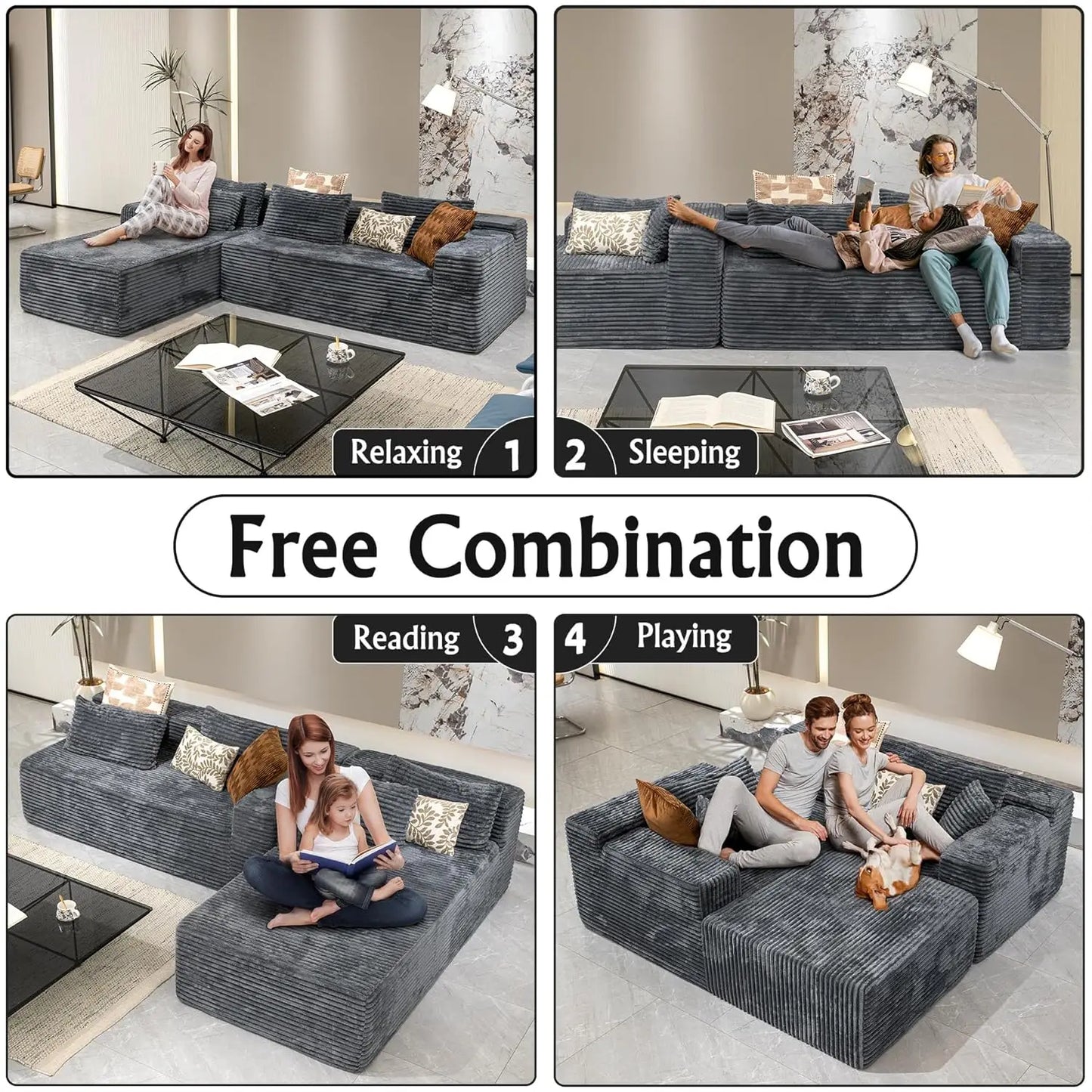 Sectional Sofa Modern Modular L Shape Chaise Couch