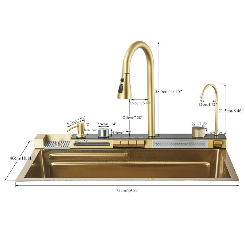 Shinesia Stainless Steel Kitchen Sink Set Large Single Sink Dish Basin Sink With Cold and Hot Controlled Faucet