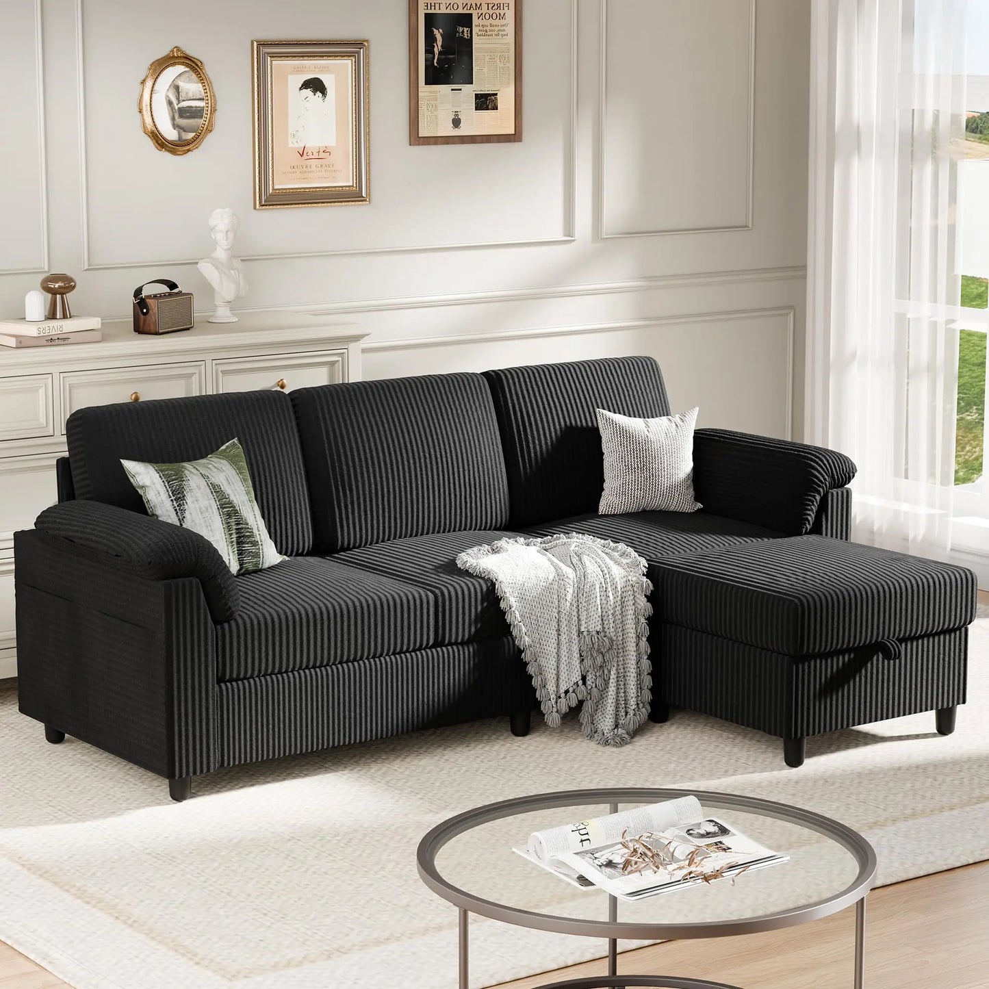 Meilocar Living Room L Shaped Sectional Sofa With Side Storage