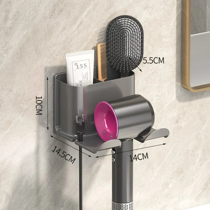 Wall Mounted Hair Dryer Holder And Straightener Stand Bathroom Organizer