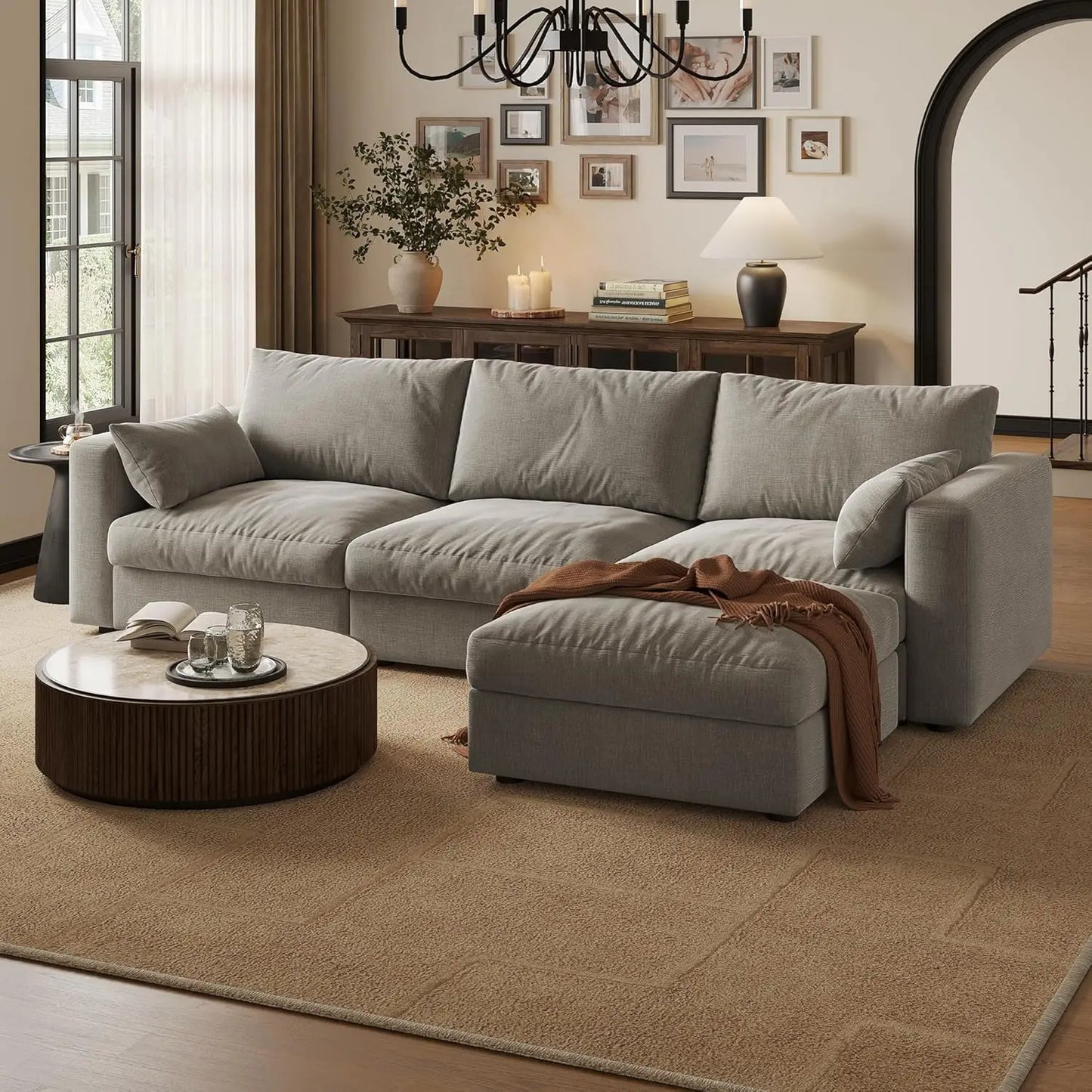 Cloud Modular Sectional Sofa With Storage Ottoman For Living Room