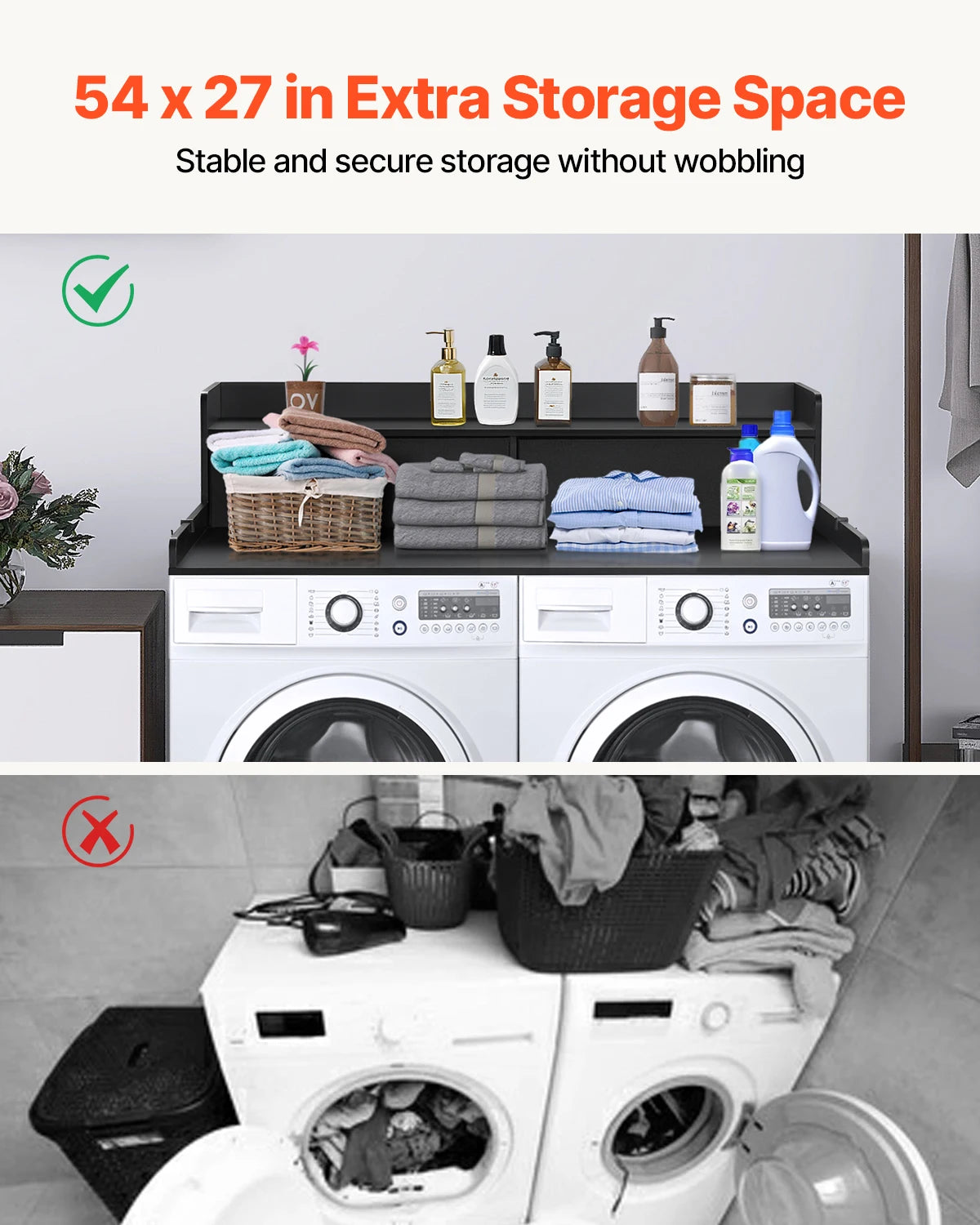 SucceBuy Washer Dryer Countertop With Drawer Shelf For Laundry Room