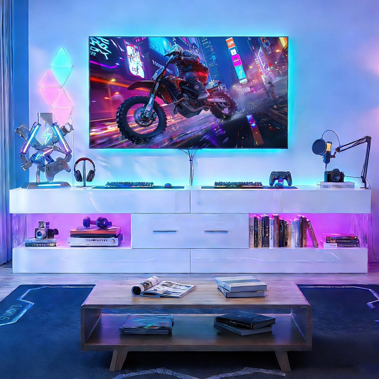 Nost and Host TV Stand High Gloss Led Console Storage
