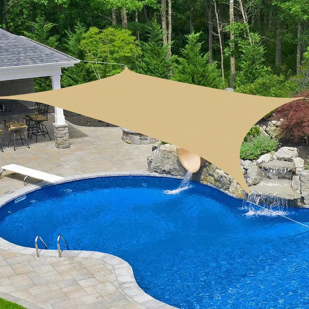 XMSJ Rectangle Sun Shade Sail Poly Outdoor Patio Rain Blocking