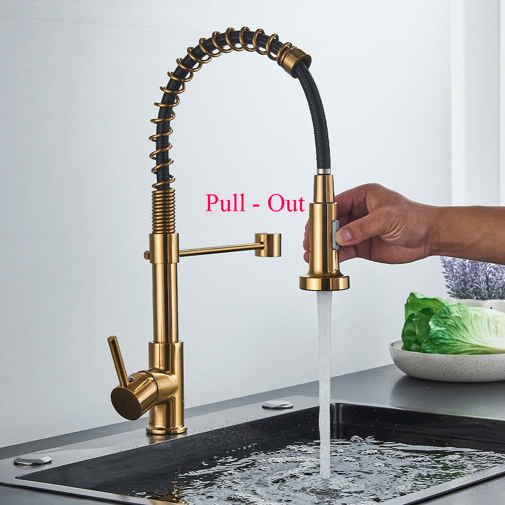 SAFLIHCAR Kitchen Sink Faucet With Single Handle Pull Down Sprayer