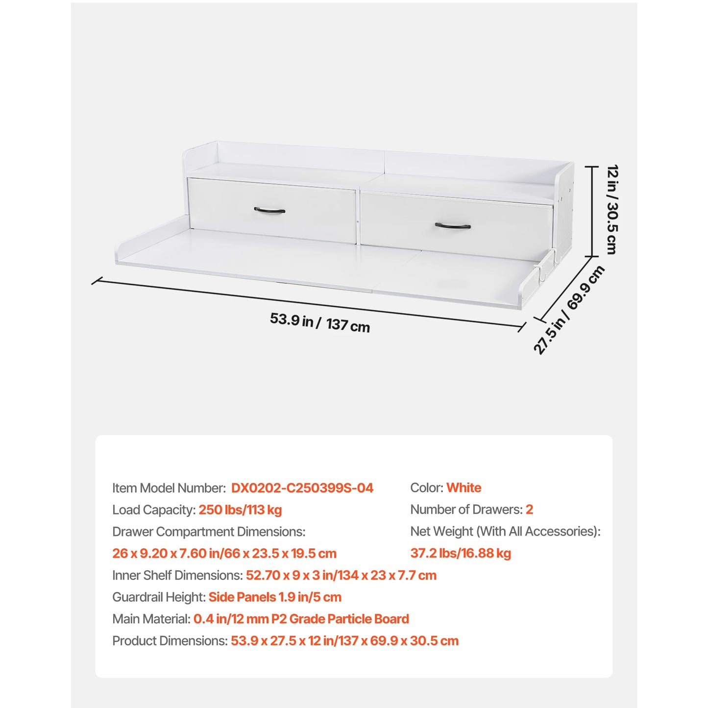 SucceBuy Washer Dryer Countertop With Drawer Shelf For Laundry Room